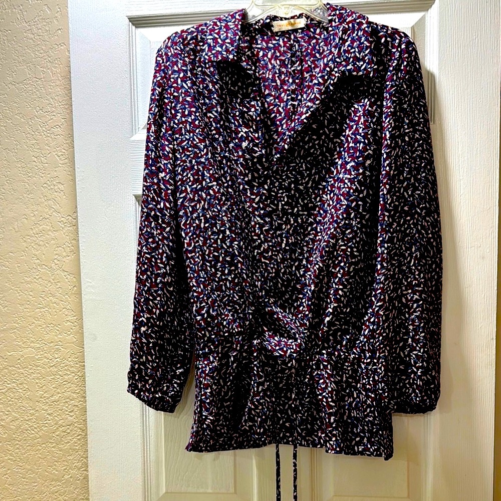 Tory Burch Purple and White Patterned Blouse